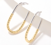 David Markstein Bronze Two Tone Yellow/White Debut Double Texture Hoop Earrings